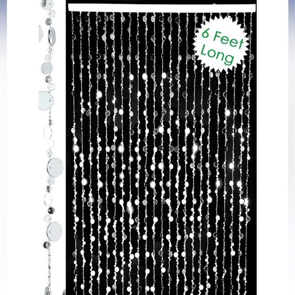 WEDDING DECORATIONS Bubbles Beaded Curtain - Silver 3 ft x 6 ft - Picture 7 of 15
